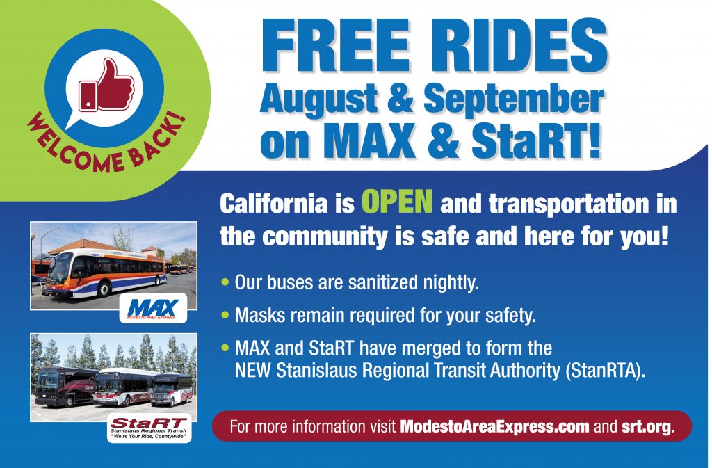 FREE RIDES August & September on MAX & StaRT!