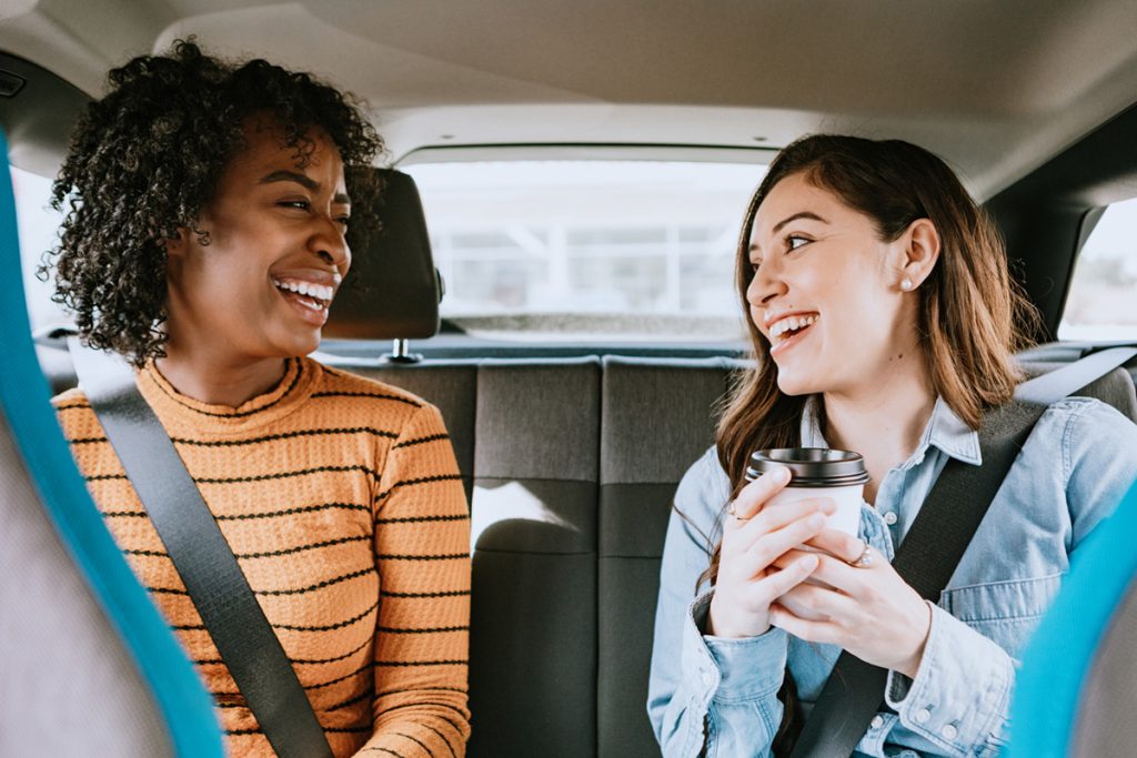 two women car pooling